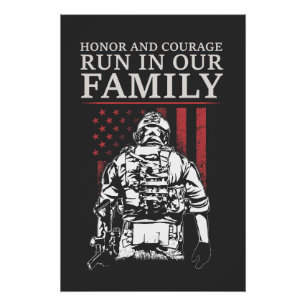 Póster Honor and Courage Run in Our Family - War Veteran