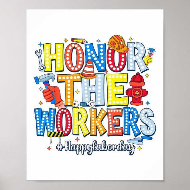 Poster Honra aos trabalhadores Feliz Dia do Trabalho (Frente)