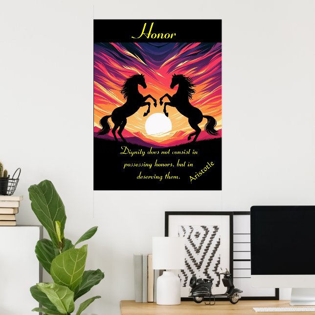 Poster Honra ecoa através das planícies do pôr do sol (Escritório em casa)