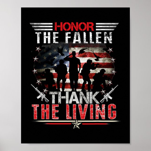 Poster Honra o Fallen Veteran Themed Suporte Militar M (Frente)