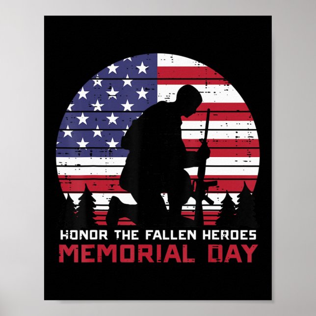 Poster Honra O Memorial Fallen Heroes Dia dos EUA Bandeir (Frente)