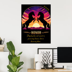 Poster Honra se Levanta Contra o Céu Férvido do Pôr do So