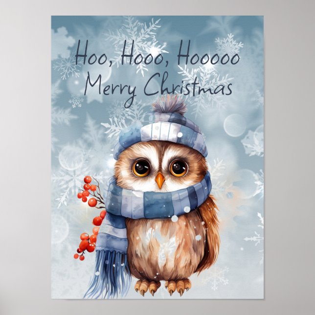 Poster Hoo Hoo Little Owl Feliz Natal (Frente)
