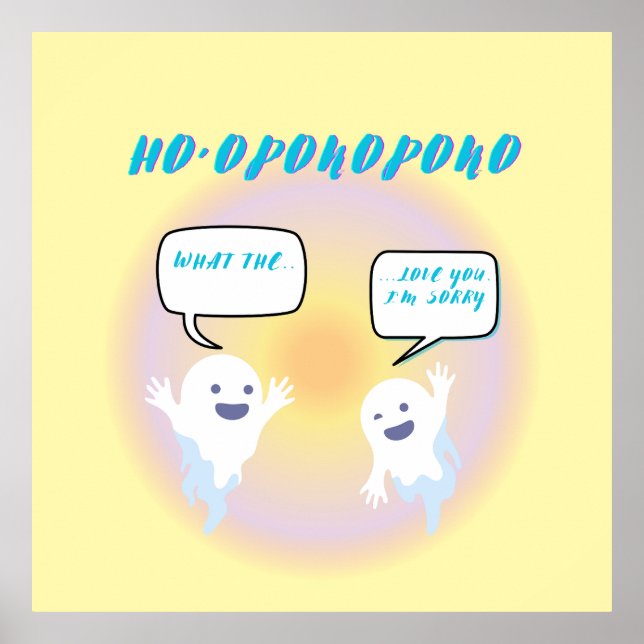 Poster Ho'oponopono fantasma cicatrizando e engraçadinho (Frente)
