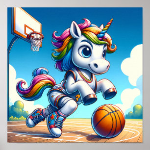 Poster Hoops Dream: Rainbow Unicorn Basball Star