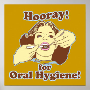 Póster Hooray para a higiene oral retro