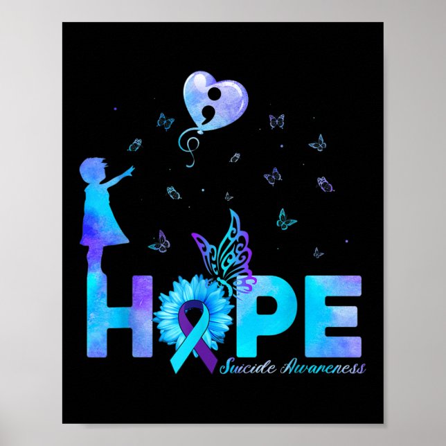 Poster Hope Butterfly Sunflower Prevention Awaren (Frente)