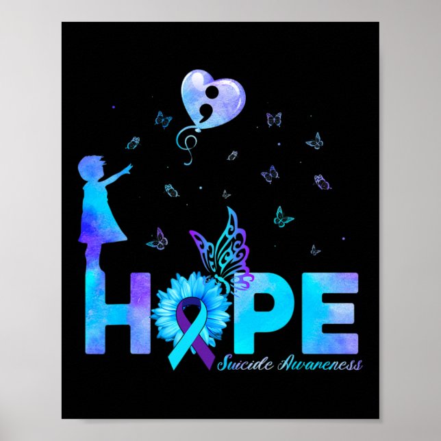 Poster Hope Butterfly Sunflower Prevention Awaren (Frente)
