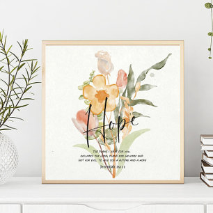Poster Hope-Jeremiah 29:11 floral laranja