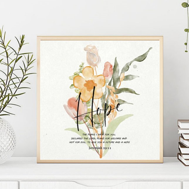 Poster Hope-Jeremiah 29:11 floral laranja (Criador carregado)
