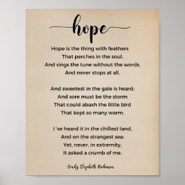 Poster Hope Poem por Emily Elizabeth Dickinson Vintage