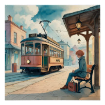 Hope Station – Emotional Watercolor Tram Poster