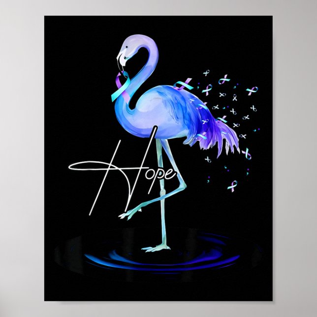 Poster Hope With Flamingo Suicide Prevention Awareness  (Frente)