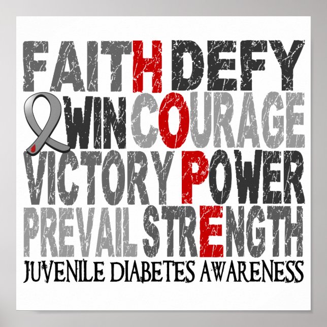 Poster Hope Word Collage Juvenile Diabetes (Frente)