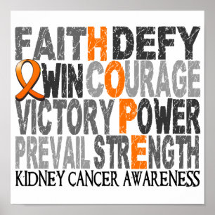 Póster Hope Word Collage Kidney Cancer