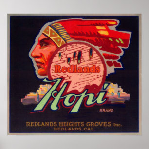Póster Hopi LabelRedlands alaranjado, CA