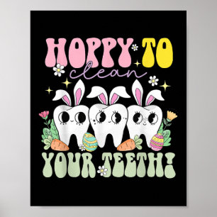 Poster Hoppy Para Limpar Os Dentes Higiene Dental No Dia