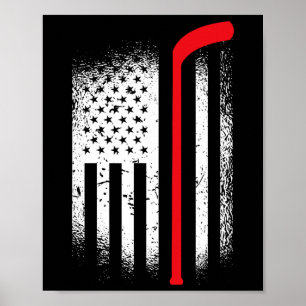 Poster Hóquei Bandeira Americana Hóquei Patriótico