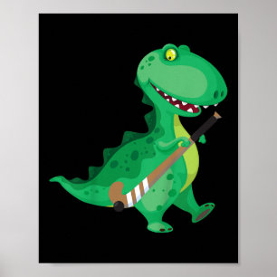Poster Hóquei de Campo Infantil Dinossauro Engraçado 