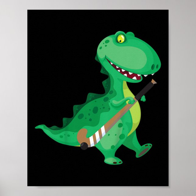 Poster Hóquei de Campo Infantil Dinossauro Engraçado  (Frente)