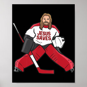 Poster Hóquei Divertido Jesus salva goleiro de hóquei