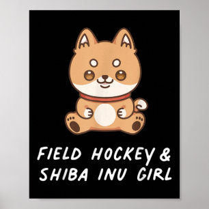 Poster Hóquei em Campo E Garota Shi Inu Kawaii Esportes J