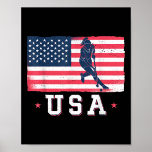 Poster Hóquei em Campo Esporte Bandeira Americana EUA Par