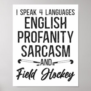 Poster Hóquei em Campo Falo 4 Idiomas Inglês Palavrões