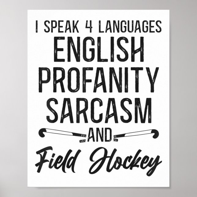 Poster Hóquei em Campo Falo 4 Idiomas Inglês Palavrões (Frente)
