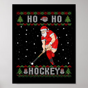 Poster Hóquei em Campo Ho Ho Hockey Natal Feio Papai Noel