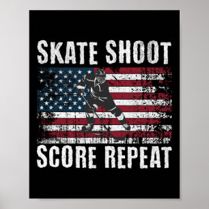 Poster Hóquei EUA Bandeira Americana Engraçado Quatro De