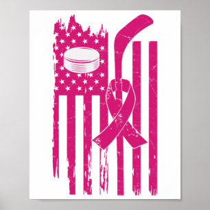 Poster Hóquei Fita Rosa Conscientização do Câncer de Mama