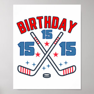 Poster Hóquei no Gelo Aniversário de Quinze Anos Menino 1
