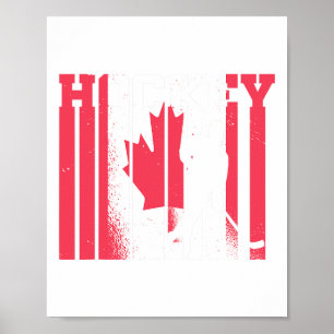 Poster Hóquei no Gelo Jogador Canadense Bandeira do Canad