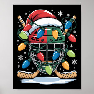 Poster Hóquei no Gelo Natal Papai Noel Xmas Luzes Hóquei