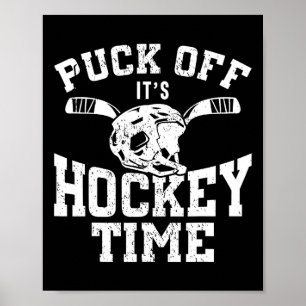 Poster Hóquei no Gelo Vintage Pun Puck Fora É Hora do Hóq