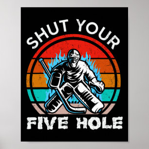 Poster Hóquei no Gelo Vintage Retro Fecha o Seu Five Hole