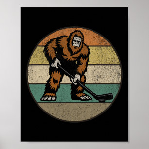 Poster Hóquei Pé Grande Retro Vintage 70s Sasquatch Hóque