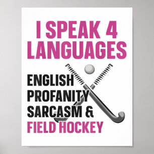 Poster Hóquei sobre Grama Falo 4 Idiomas Inglês Palavrão