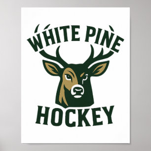 Poster Hóquei White Pine Bucks College Oficial Vintage D
