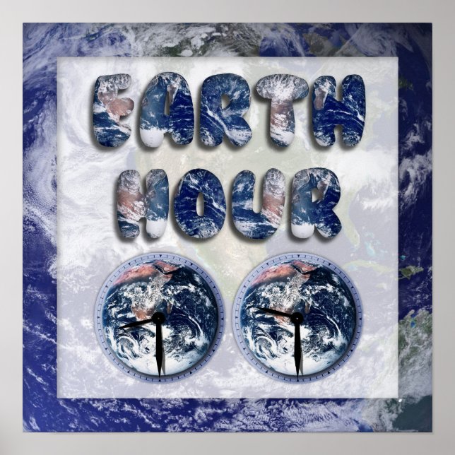 Póster Hora da Terra com Relógios (Frente)