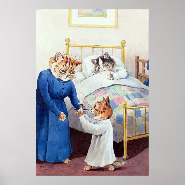 Poster Hora de dormir do gatinho, Louis Wain (Frente)