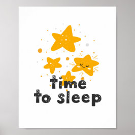 Poster Hora de dormir. Ótimas estrelas noturnas. Nursery 