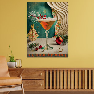 Poster Hora de Felicidade do meio século do Cocktail