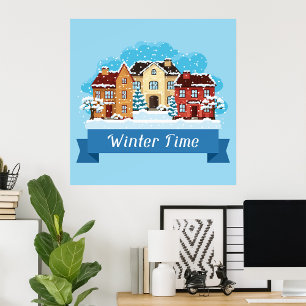 Poster Hora de inverno nevando