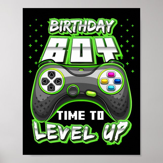 Poster Hora de Subir de Nível Jogo de Vídeo Aniversário G (Frente)