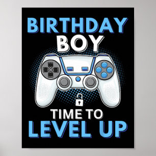 Poster Hora de subir de nível no videogame de aniversário