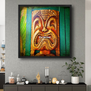 Poster "Hora de Tiki", feroz, Vintage, Retro, Rosto de Wo
