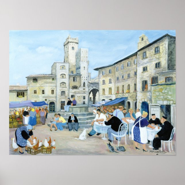 Póster Hora do almoço em uma Toscana de Mercado (Frente)