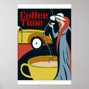 Póster Hora do Café de Arte Deco